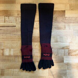 Men's Small 6-7.5 Injinji Compression Over The Calf Long Toe socks Black
